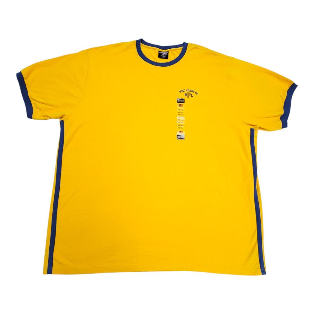 NWOT Vintage Polo Jeans Co Ralph Lauren Ringer Tee Shirt Mens 4XT Tall Yellow